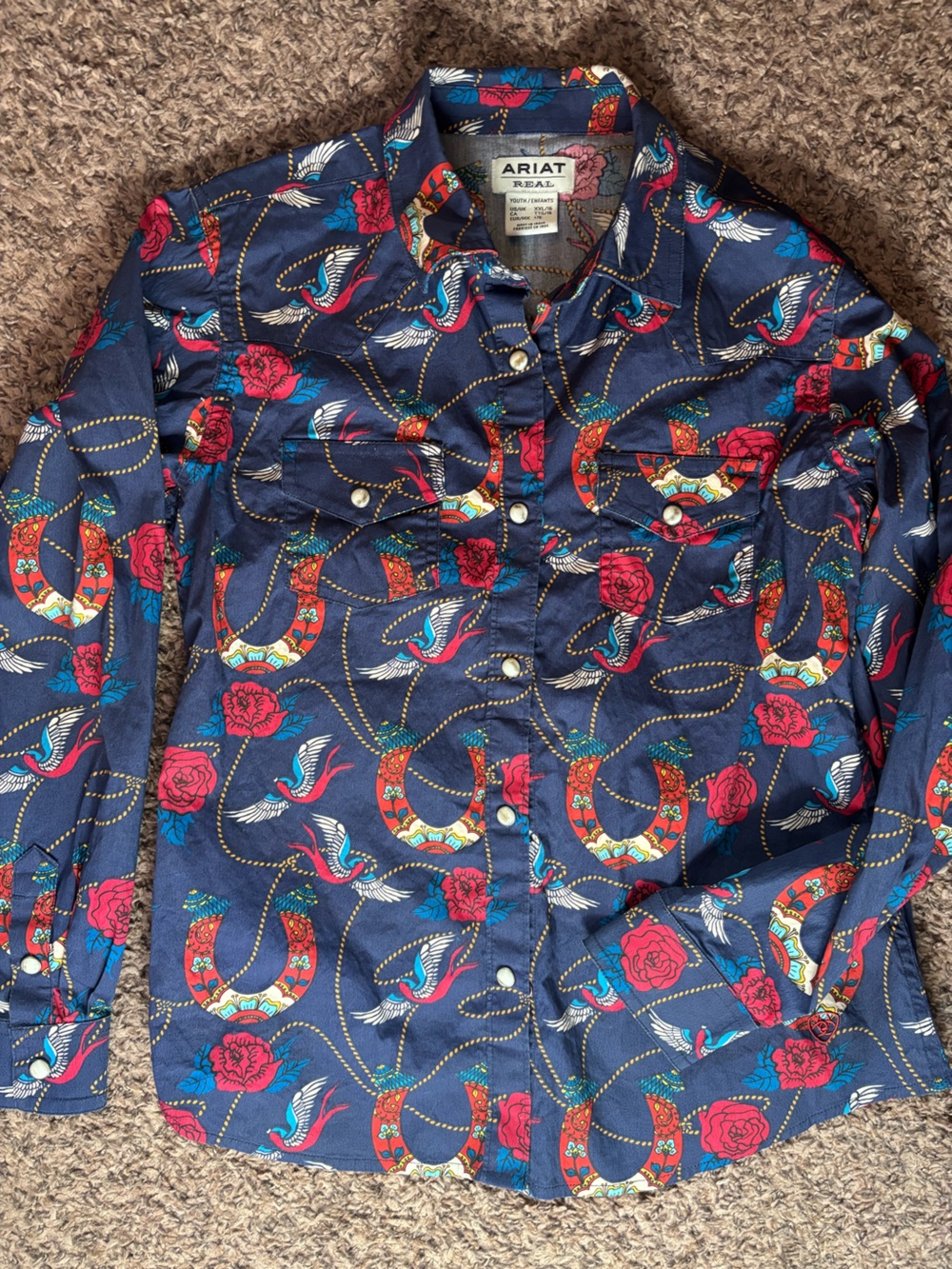 Ariat Navy Blue Floral Print Shirt